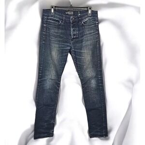 XXX RUDE Jeans Men's 30x32 Super Skinny Pants Blue Button Fly Lightly Distressed